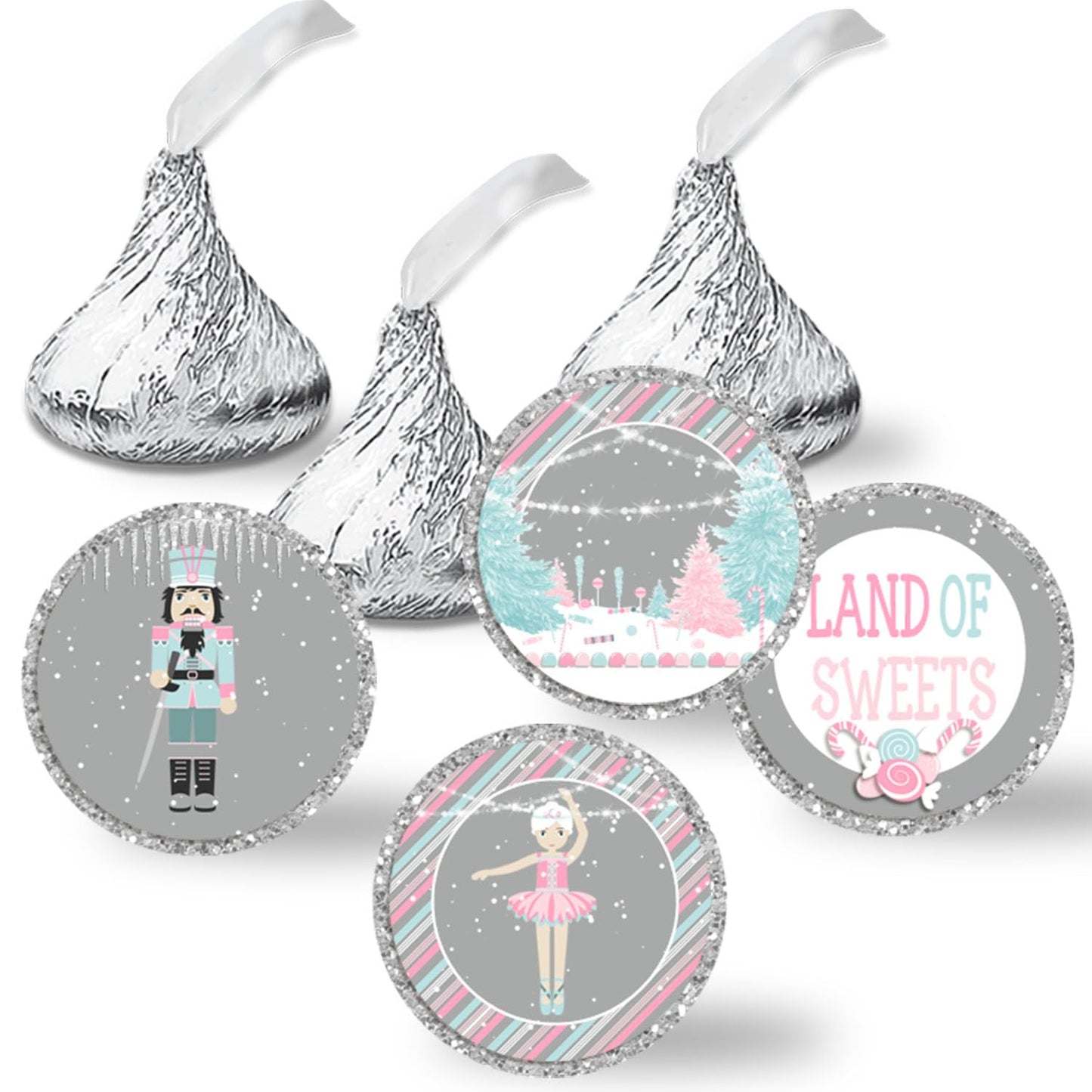 Nutcracker Land of Sweets Holiday Birthday Kiss Stickers 300 Pack