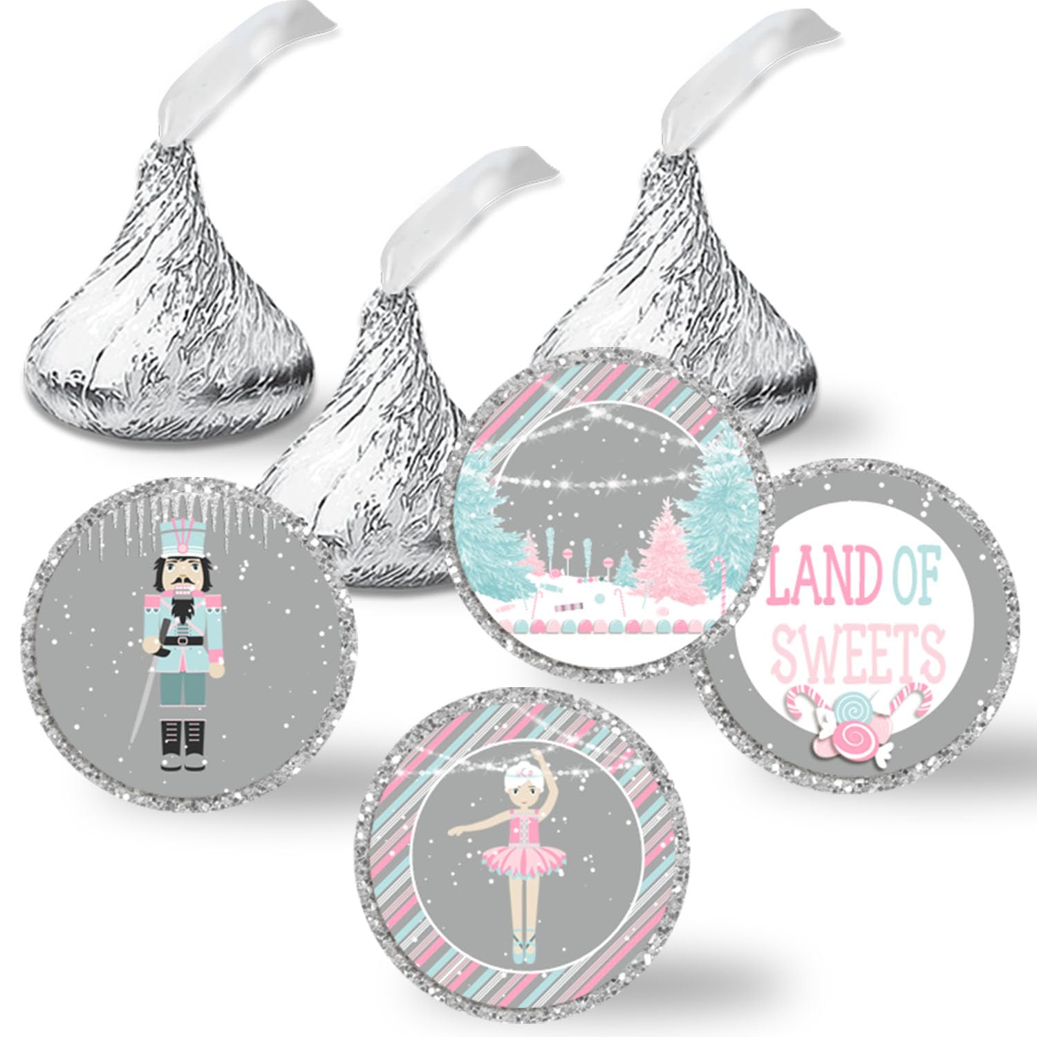 Nutcracker Land of Sweets Holiday Birthday Kiss Stickers 300 Pack