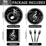96PCS Musical Note Party Paper Plates and Napkins Music Themed