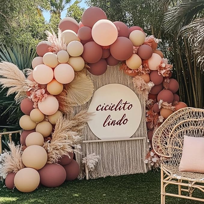 Boho Balloons Pink Nude Balloon Garland Double Stuffed Matte Cream