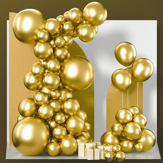 PartyWoo Gold Balloons 100pcs Different Sizes of 18 12 10 5 Inch Gold