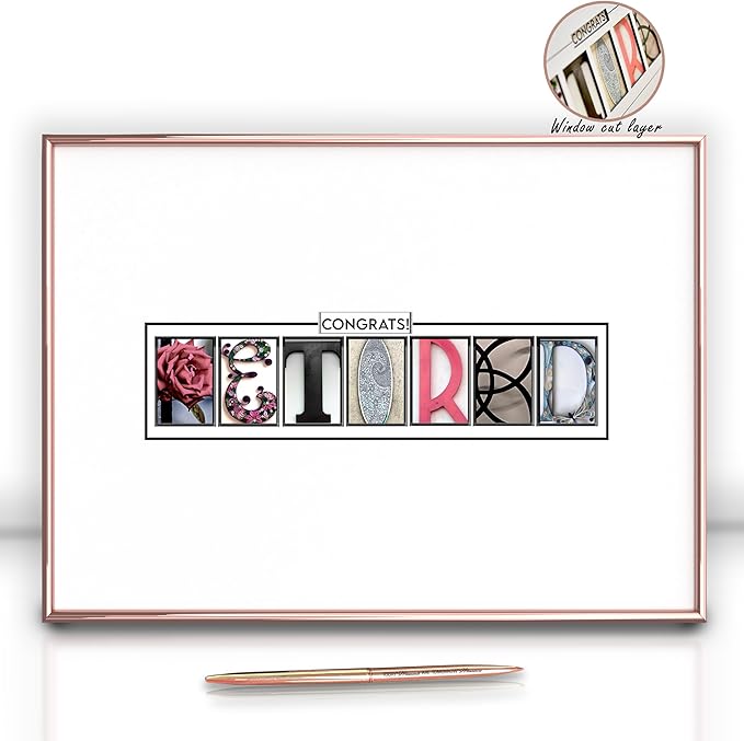 Framed Retirement Decorations Guest Book for Womens 12 x16 Rose Gold