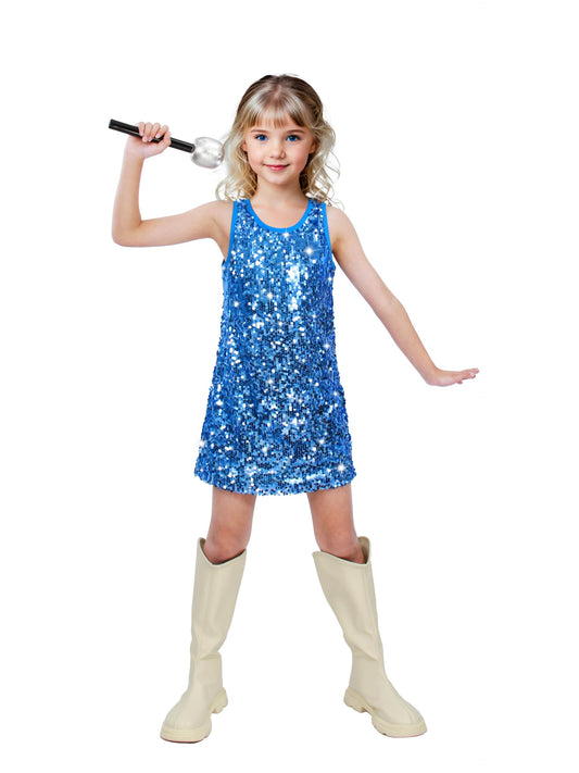 Sinkawa Jackets Girls Sequin Dress Sparkly Sleeveless Costume Prom
