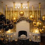 Togvu Black Gold Round Foil Balloons, 16PCS Different Sizes 4D