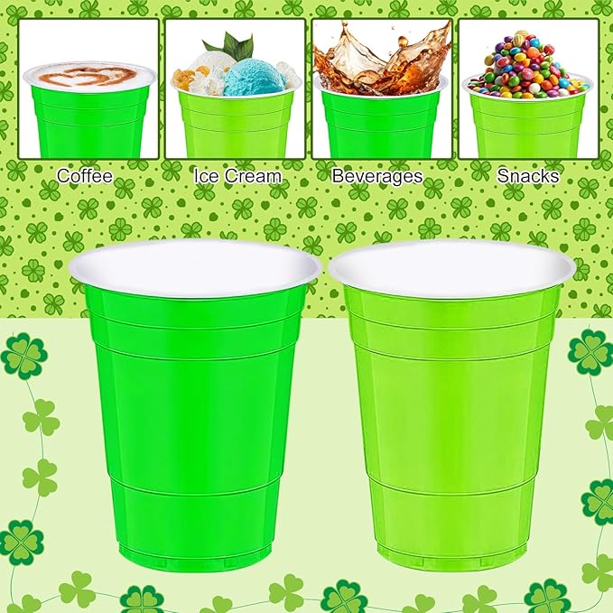 120 Pcs st. patrick's Day Plastic Cups Green Disposable Plastic Cups