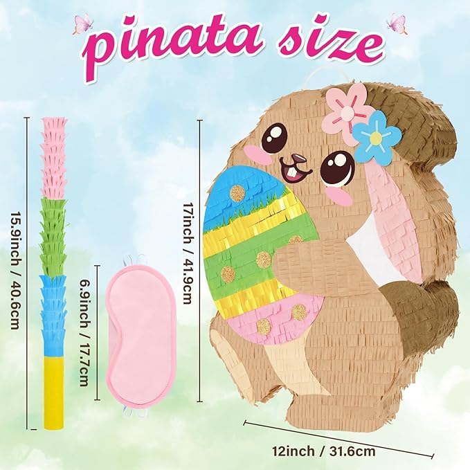 Easter Bunny Piñata Easter Piñata with Blindfold and Stick Spring