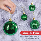Prextex 36-Pieces Green Christmas Ornaments Set - Shatterproof,