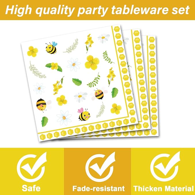 96 Pieces Bee Gender Reveal Party Plates What Will It Bee Theme