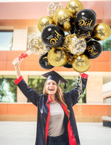 Graduation Balloons, Congrats Grad Balloons 12 Inch Black and Gold