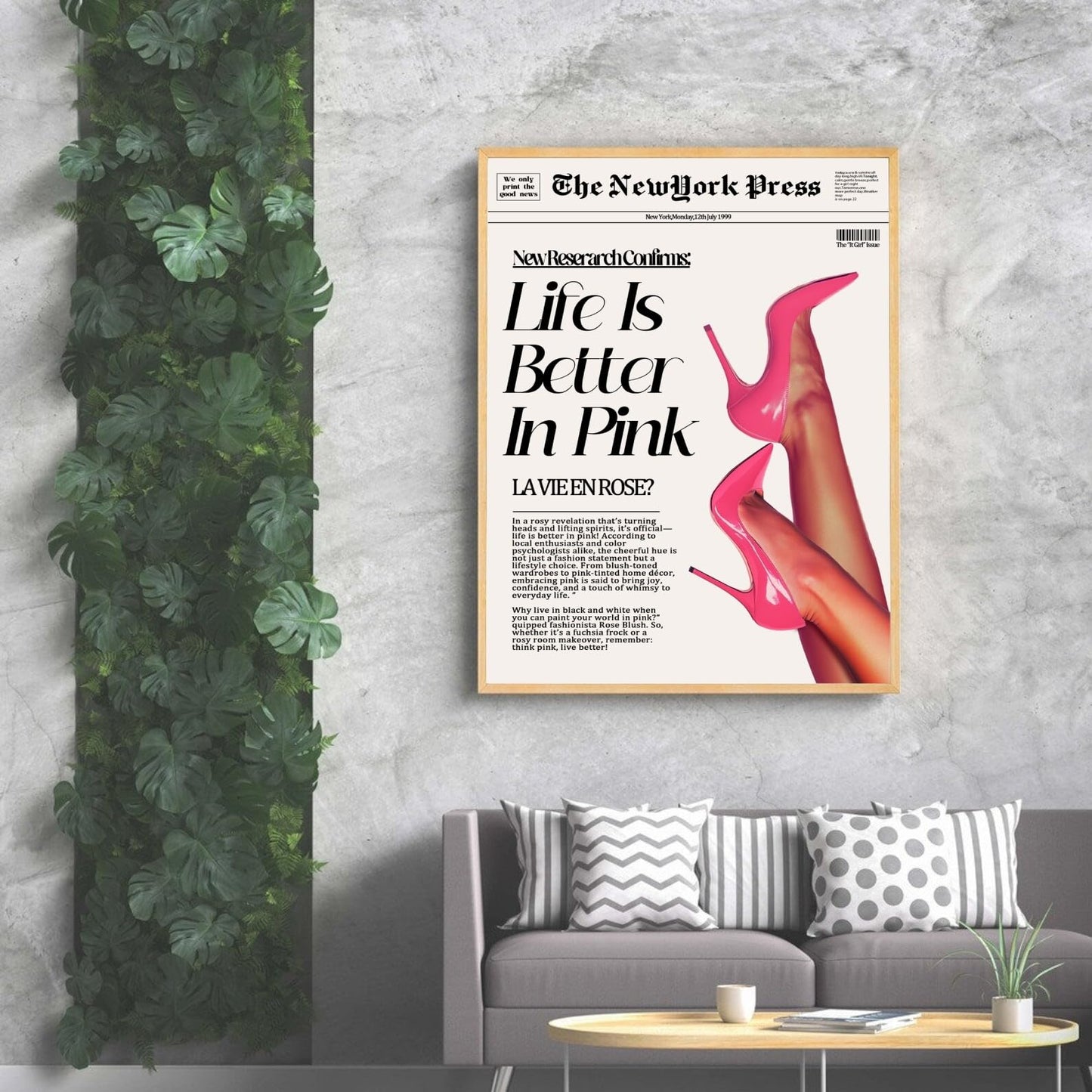 Newspapers Wall art Trendy Retro Bar Cart Decor Feminist Wall Art New