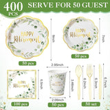 400 Pcs Happy Retirement Party Supplies Sage Green Themed Eucalyptus