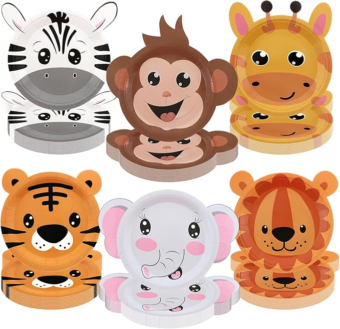 Safari Jungle Wild Animal Party Supplies 60PCS Disposable jungle zoo