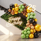 Black Green Bronw Balloons, 60pcs 12Inch Black and Green Bronw Gold