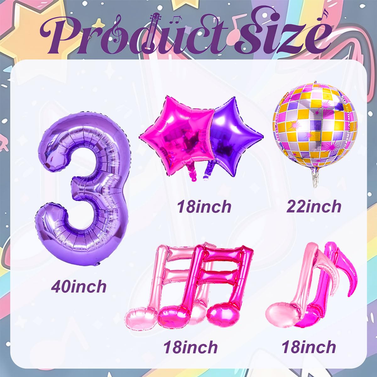 9Pcs Kpop Birthday Decorations - Kpop Music Balloons Hot Pink Mus 3