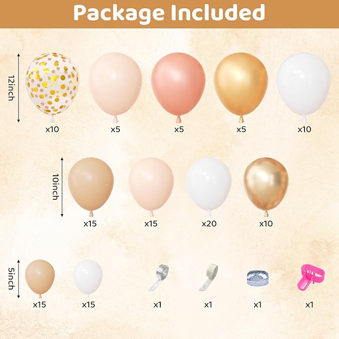 Ouddy Party Blush Balloons Arch Garland Kit, Different Sizes 12 10