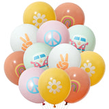 ANGOLIO 50Pcs Groovy Retro Hippie Balloons Party Supplies Smile Faces