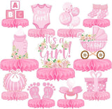 Girl Baby Shower Decorations Set - Kit with Pink Honeycomb