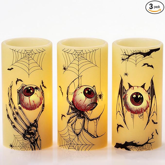 Halloween Flameless Flickering Candles with Timer Battery Operated