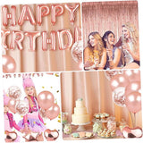 28pcs Rose Gold Birthday Balloons Set with Sequin Latex and Foil