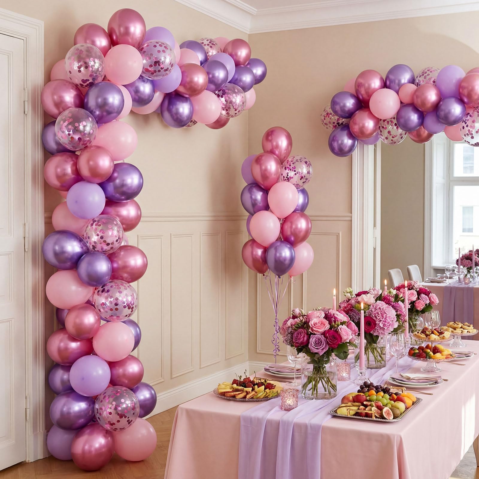 Civaner 48 Pcs Kpop Pink and Purple Balloons 12 Inch Metallic Purple
