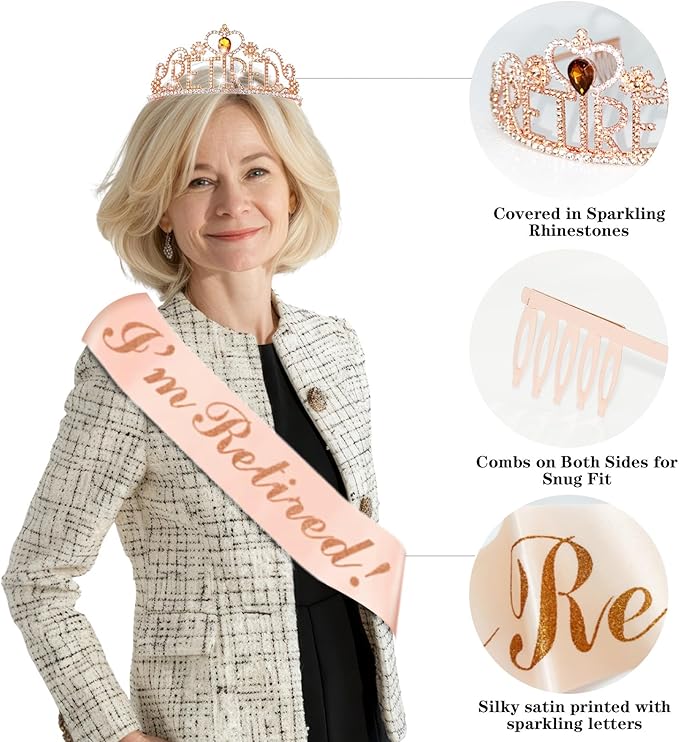 Retirement Party Decorations for Women 52Pcs PRE STRUNG Rose Gold