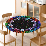 Music Round Fitted Tablecloth with Elastic Karaoke DJ Kpop Sing Party