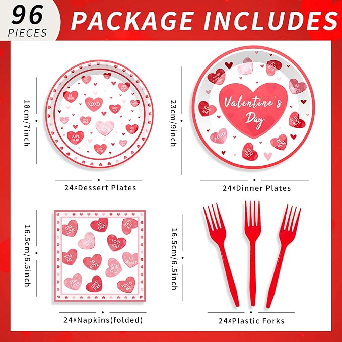 Valentine's Day Plates and Napkins Red Pink XOXO Party Decorations