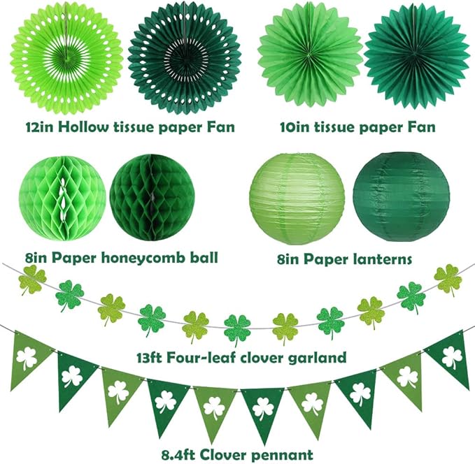St Patricks Day Decorations Green Party Supplies Four leaf Clover