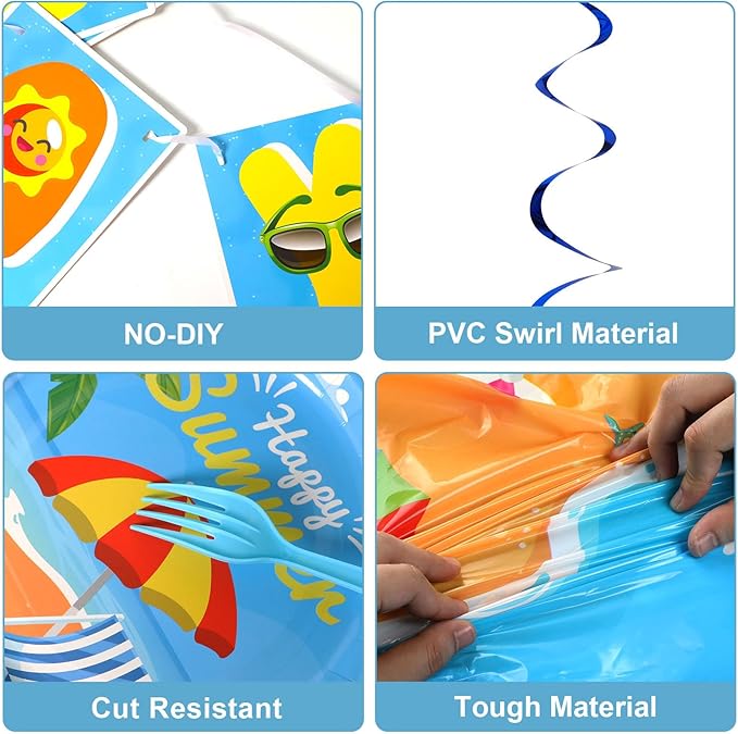 184 Pcs Beach Party Supplies Plates Napkins Set Includes Summer