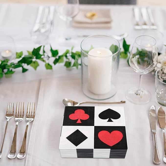 150Pcs Casino Poker Party Supplies 9 & 7 Poker Paper Plates &