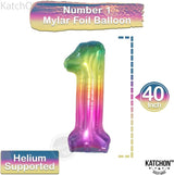 KatchOn, Giant Rainbow 1 Balloon Number - 40 Inch | Tie Dye Balloons