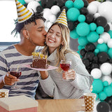 Teal Blue Black White Balloon Garland Arch Kit, 122PCS Teal Blue White