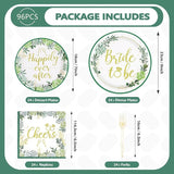 96Pcs Bridal Shower Party Supplies Sage Green Bride to Be Plates and