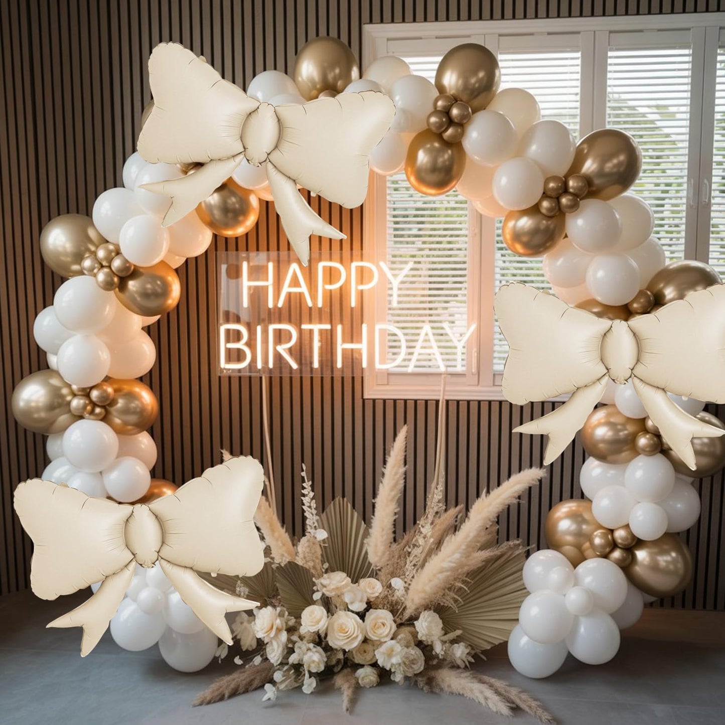5pcs White Bow Balloon, Cream White Bows Balloons, Ivory Giant Bow