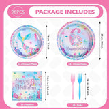 96Pcs Mermaid 6th Birthday Party Decorations for Girls Little