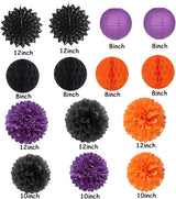Black Orange Purple Halloween Party Decorations 14pcs Kits Paper