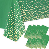 8 Packaging Green and Gold Plastic Tablecloth, 54 inch x108 inch