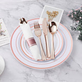BESTVIP 350PCS Rose Gold Plastic Dinnerware Set, Disposable Party