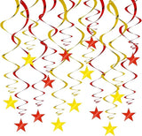 BEISHIDA Red Gold Star Hanging Swirl Ceiling Hanging Decorations for