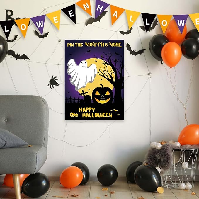 ASTARON Halloween Party Games, Pin The Mouth on Ghost Halloween Party