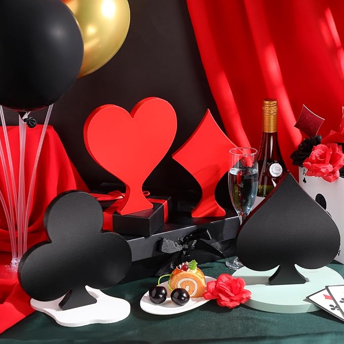 4 Pcs Casino Party Decoration 7.87 Inch Poker Table Signs Poker