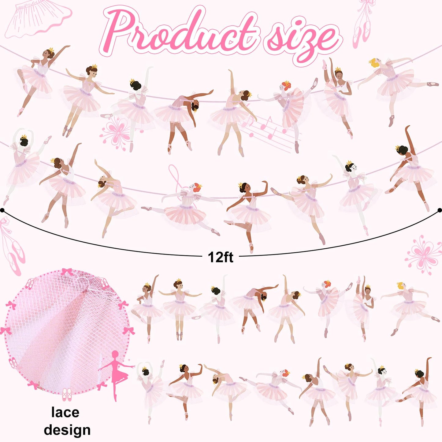 Trandraft 2 Pcs Ballerina Dancer Banner Ballet Dancing Hanging Garland