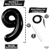 KatchOn, Giant Black Number 9 Balloon - 40 Inch | Foil 9 Birthday