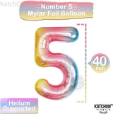 KatchOn Giant Rainbow Number 5 Balloon - 40 Inch | 5th Birthday