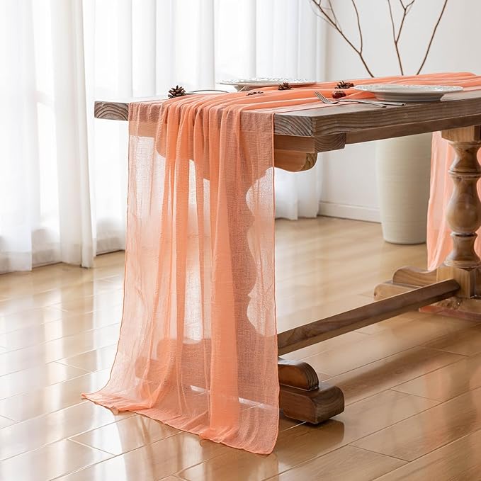 Keketoarrange 6pcs Fresh Salmon Cheesecloth Table Runner Valentines
