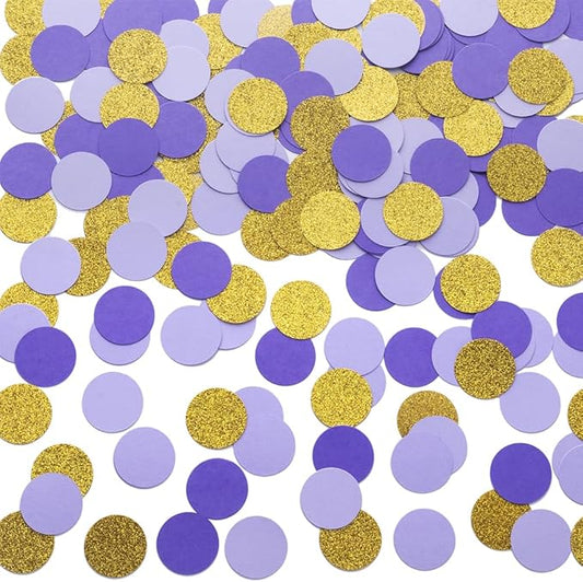 Gold and Purple Lavender Confetti Table Decoration for Wedding
