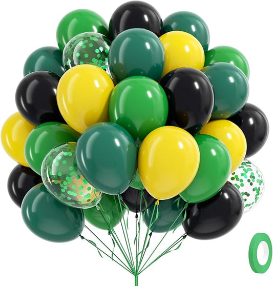 60pcs Tractor Balloons 12inch with Black Green and Yellow Balloons