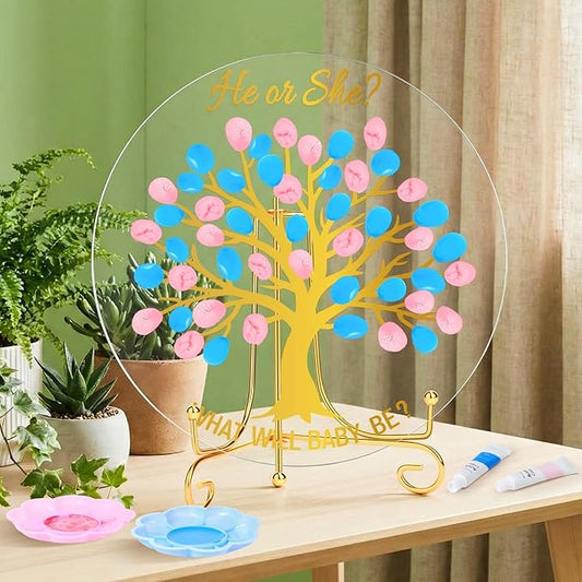 Gender Reveal Fingerprint Tree Boy or Girl Party Ideas Baby Shower