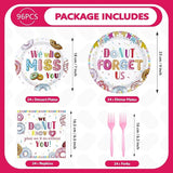 96PCS Farewell Retirement Party Supplies Colorful Donut Forget Us