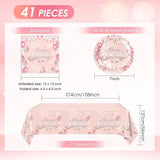 41Pcs Rose Gold Birthday Party Decorations Happy Birthday Plates and